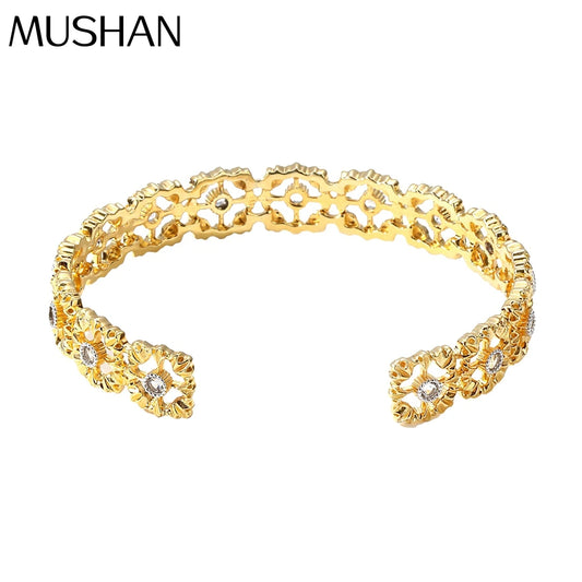 MUSHAN Jewelry Factory S925 Sterling Silver Lace Hollowed Out Bracelet Light Luxury and HighEnd European and American Bestseller