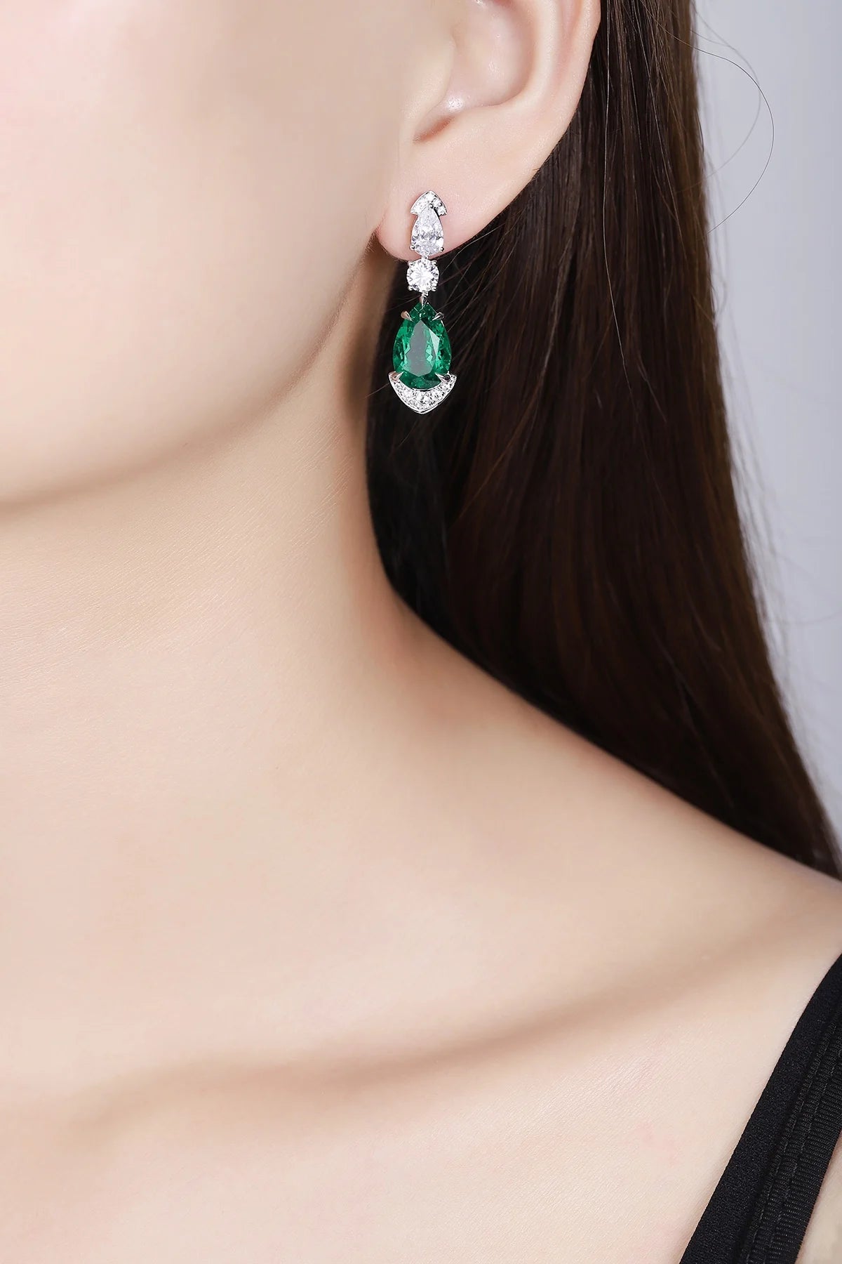 Gemfiori Zhanhao Gemfiori S925 Sterling Silver Earrings High End Pear Shaped High Carbon Diamond Silver Gold Plated Earrings