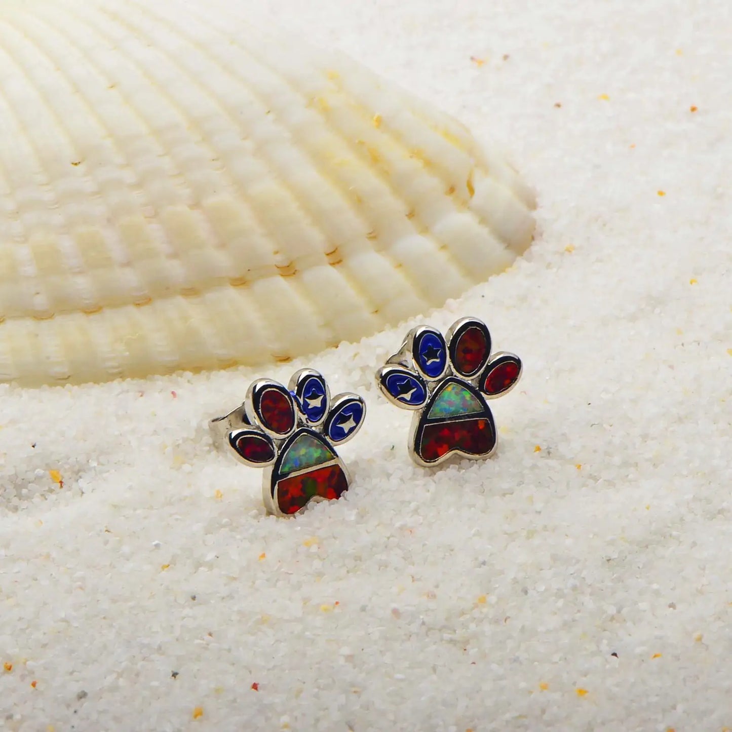 Layered Teardrop Opal Dog PAWS Earrings - Iridescent Opal Double-Drop Design | Elegant Daily Jewelry Bulk Gifts
