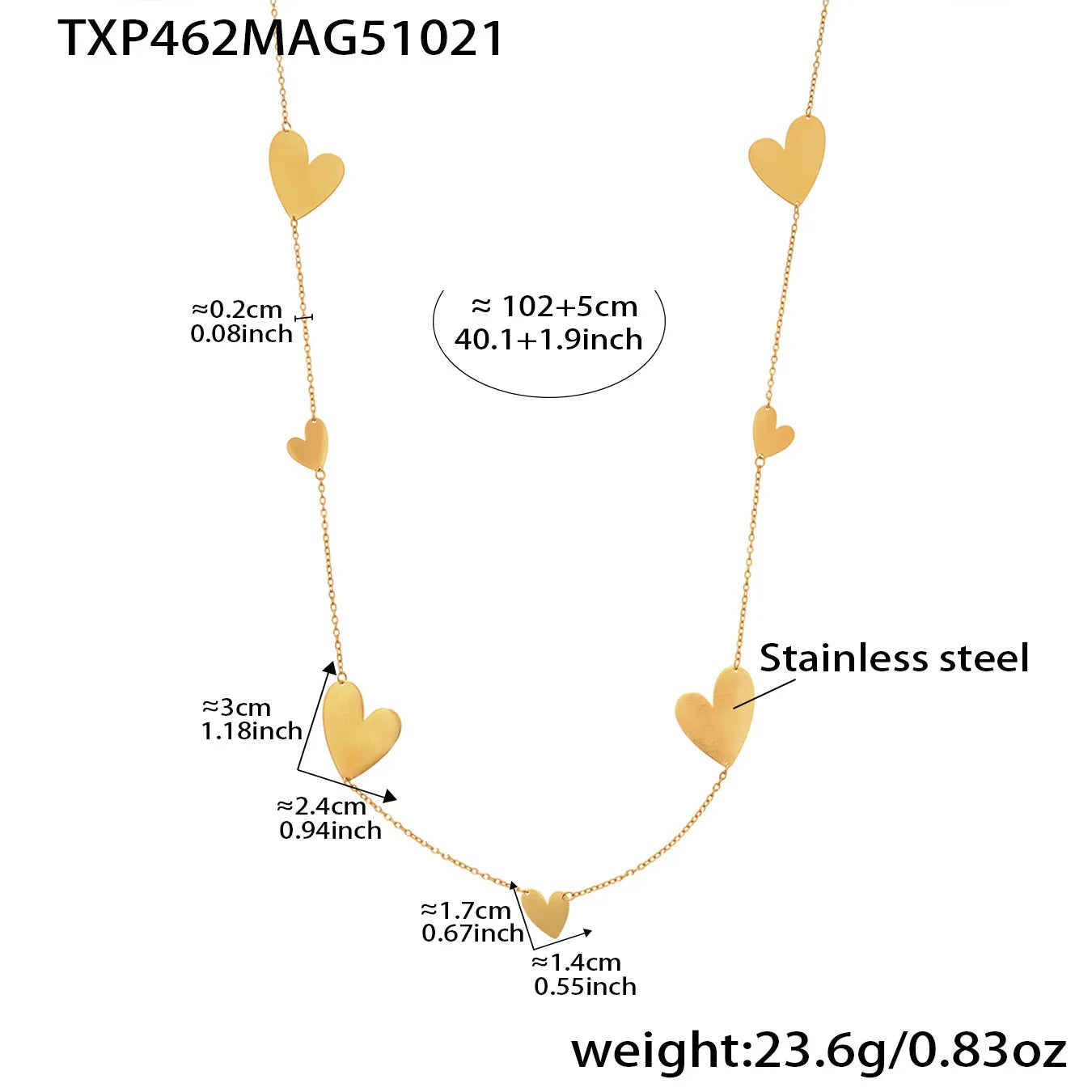 Geometric Love Sweater Chain Necklace, Earrings & Ring | 18K Gold Plated Fashion Jewellery Set