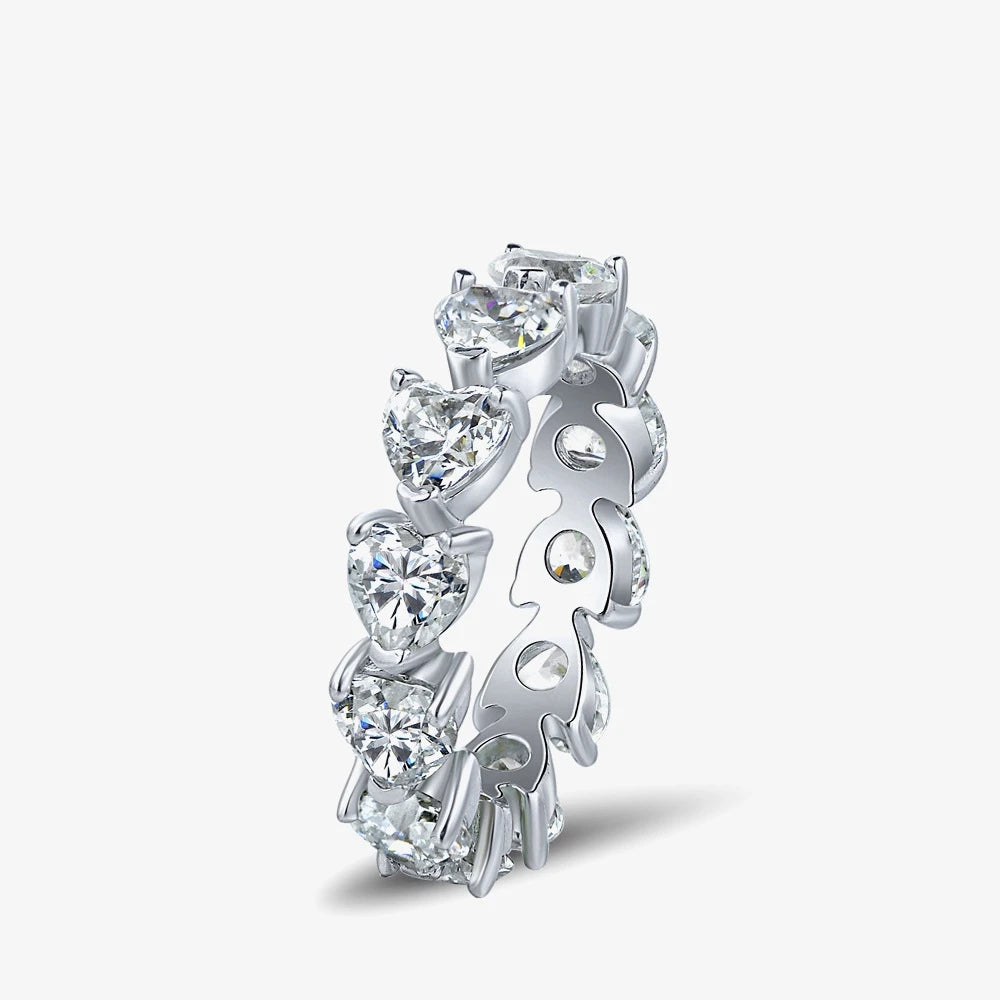 MuShan Jewelry Factory Popular 0.5 Carat Heart Shaped 5*5 Silver Ring Cross Border Retro Accessory From Europe and America