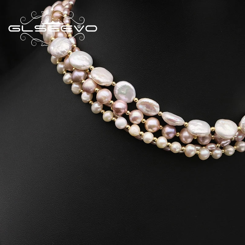 Natural Baroque Pearl Multilayer Beaded Necklace Fashion Luxury Vintage Women'S Party Fine Jewelry Necklace
