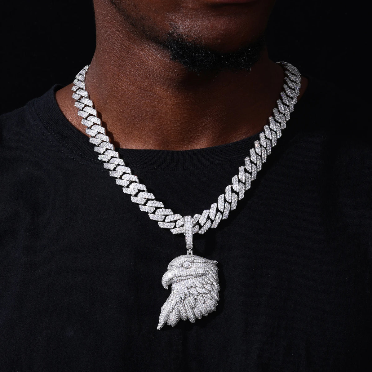 Jewelry Factory Wholesale Luxury Hip Hop Mens 18K Gold Plated Brass AAAAA CZ Diamond Iced Out Bald Eagle Pendant