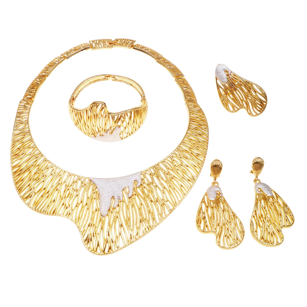 Zhuerrui Italian Ladies Party Jewelry Set Premium Brazilian Necklace Earring Sets Dubai Bridal Wedding Jewelry Sets H00570