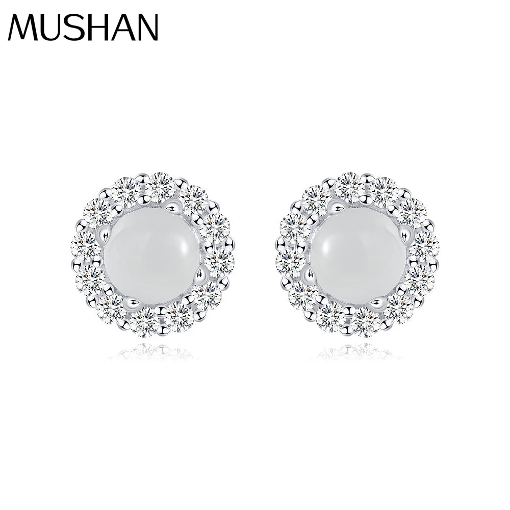 SILVERELLI 2026 Ice Transparent Round 5mm Chalcedony Stud Earrings for Women | 925 Silver