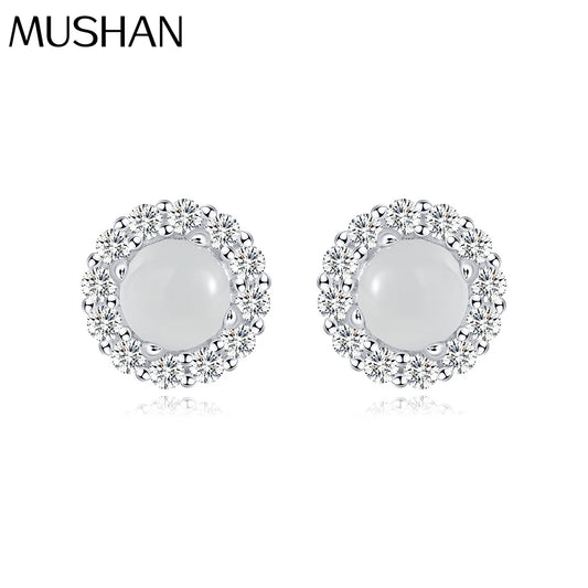 SILVERELLI 2026 Ice Transparent Round 5mm Chalcedony Stud Earrings for Women | 925 Silver