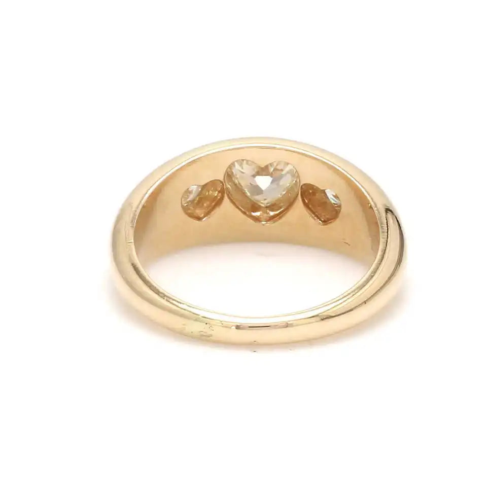 Luxury Design Minimalist 14k Gold Diamond Three Heart Gypsy Signet Rings Exquisite Trendy Karat Certified Women's Anniversary