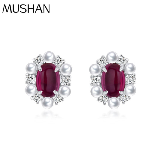 MUSHAN Jewelry Factory Wish Is Selling Hot 925 Silver 1ct Egg Shaped 5*7 Lab Grown Rubies Sapphires Earrings and Earrings