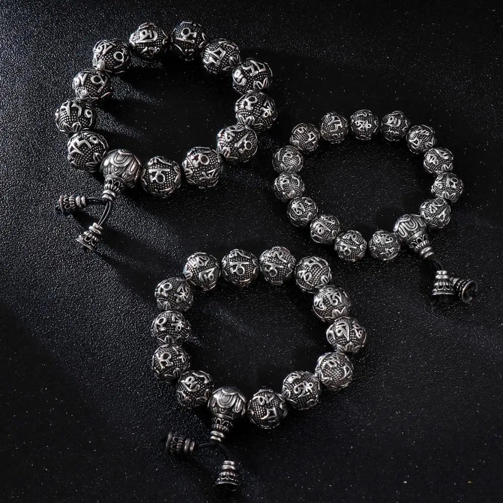 KALEN Wholesale Vintage Luxury Elastic Metal Chakra Beads Male Viking Bracelet