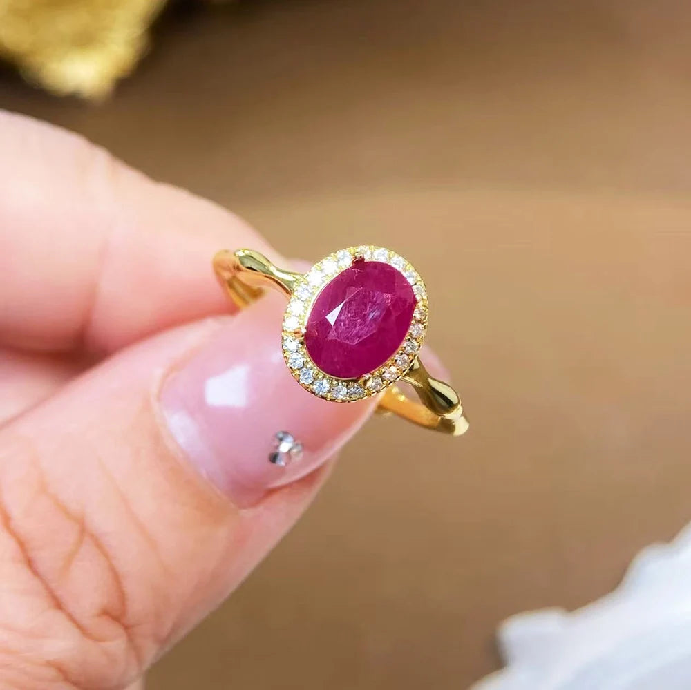 Gioiellieri Gold & Rhodium Plated Gemstone Ring Natural Ruby Prong Setting Certified Engagement Wedding Anniversary Party Gift Everyday Wear
