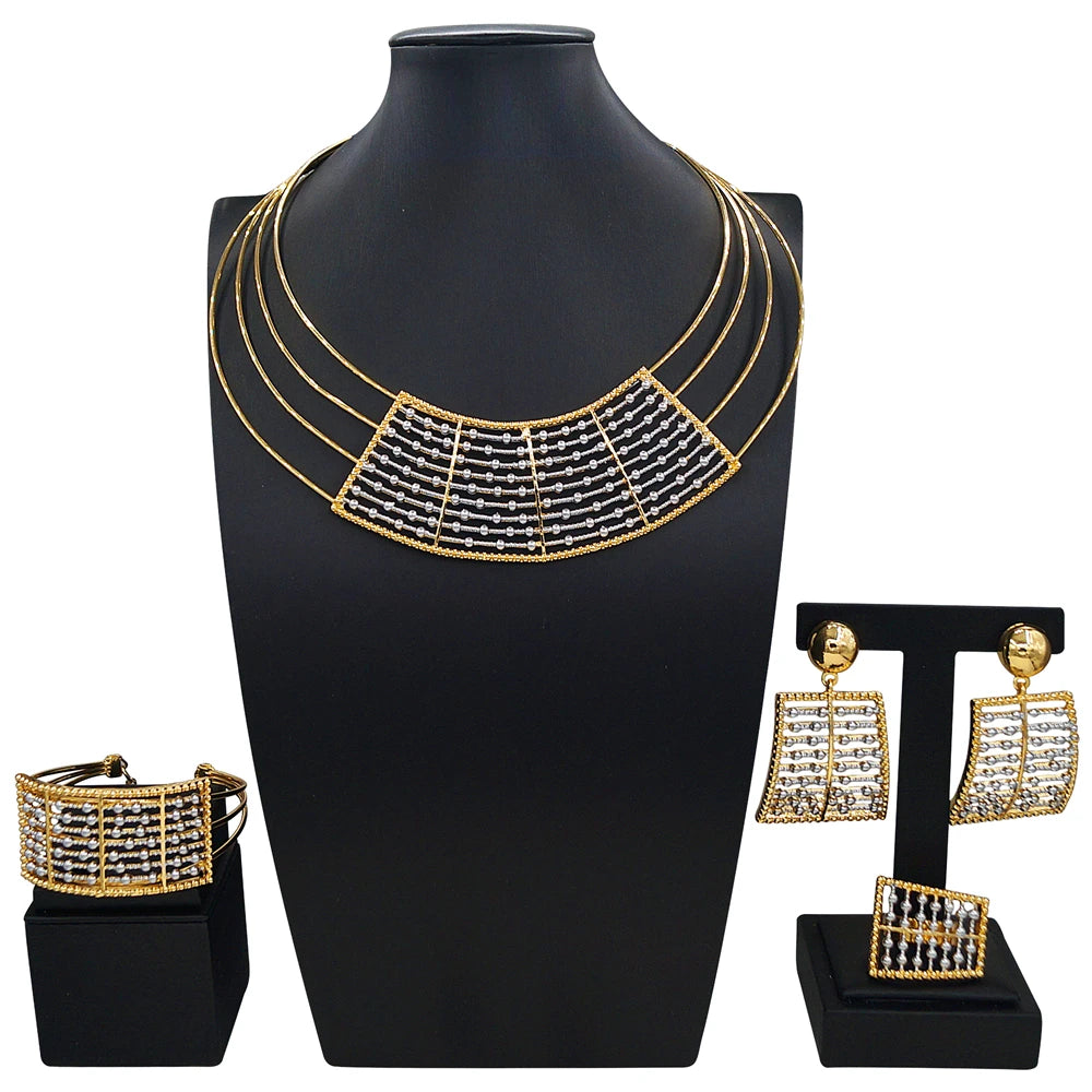 Zhuerrui Italiano Gold Designs Women Jewellery Set Party Fine Costume Jewelry Set Luxury Big Necklace Jewellery Sets X0002930