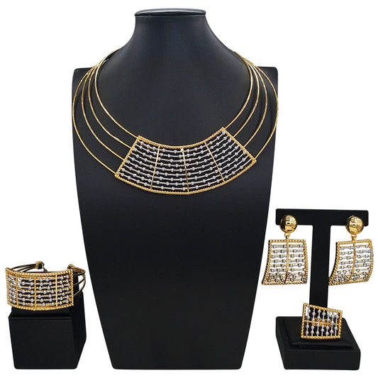 Zhuerrui Italiano Gold Designs Women Jewellery Set Party Fine Costume Jewelry Set Luxury Big Necklace Jewellery Sets X0002930