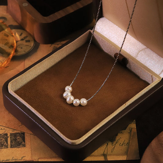 Natural Freshwater Pearl Chain Necklace for Women Daily Office Wedding Dainty Bridal Necklace Korean Style Minimalist Jewelry