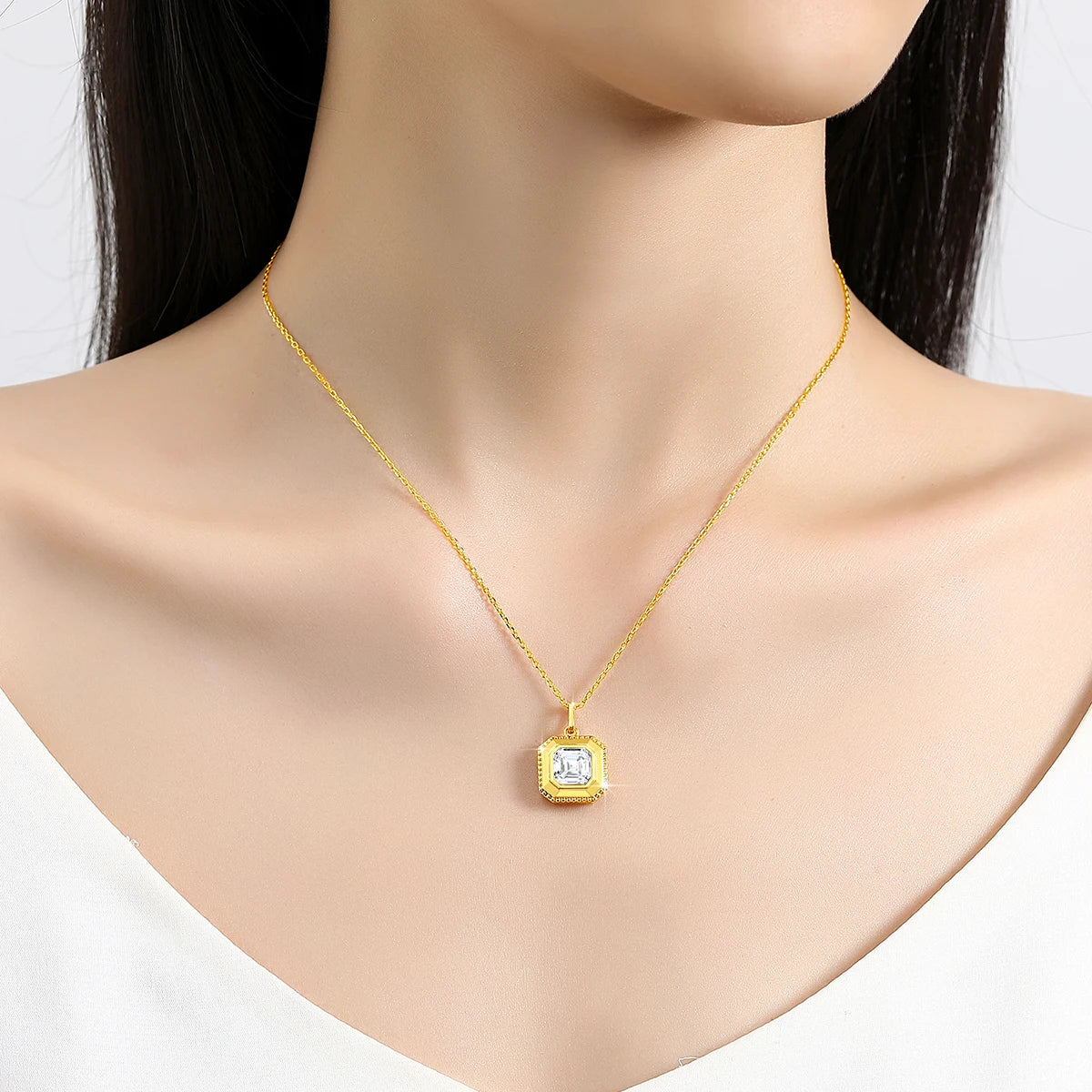 Gioiellieri Gold Jewelry Supplier Woman Holiday Gift 2ct Asche Moissanite Diamond Square Pendant Hollow 14K 0.5 1 Gram Gold Jewelry