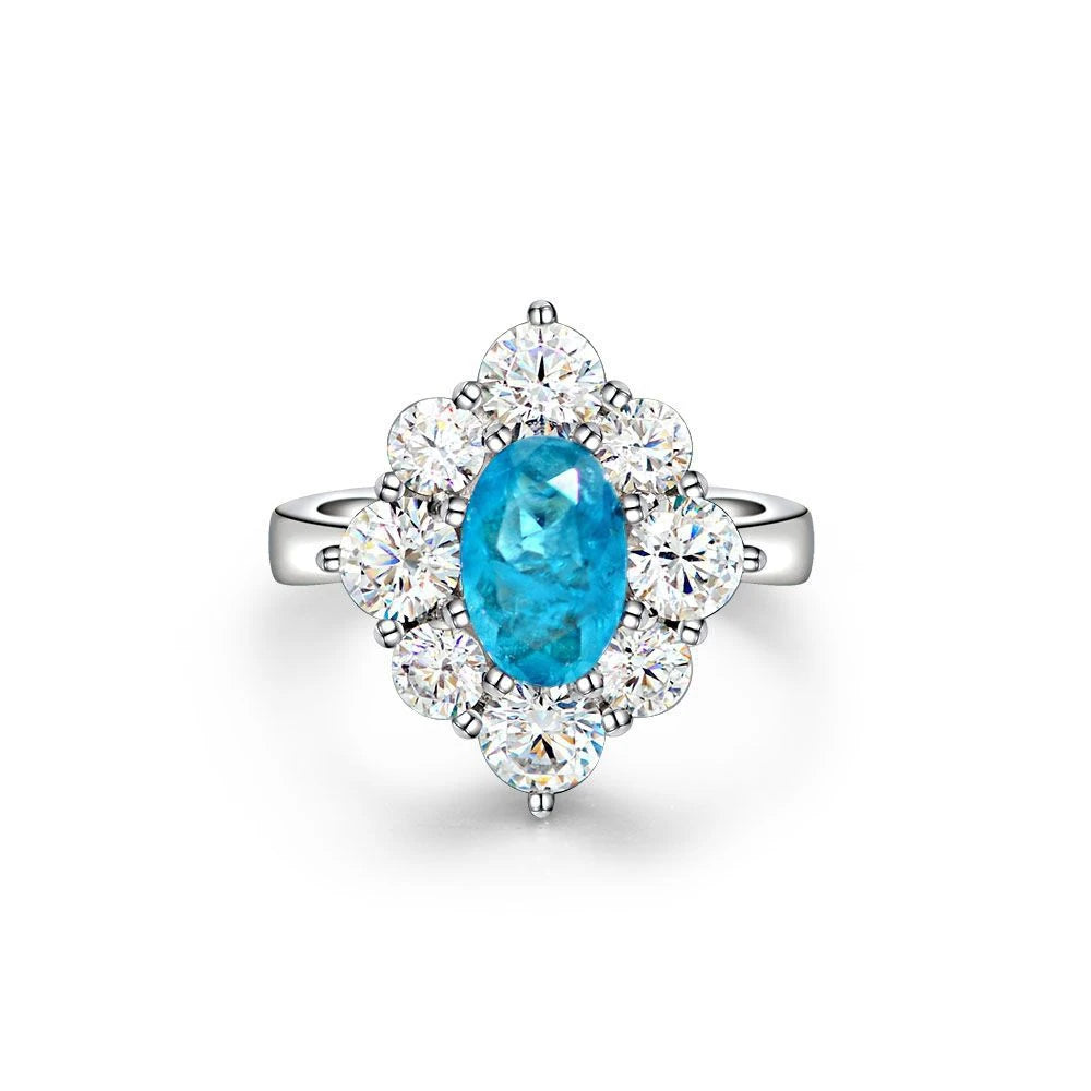 MuShan Jewelry Factory 2026 New Geometry Shaped 6*9 Platinum Plated Women's Ring Luxury Style S925 Wedding Anniversary Party