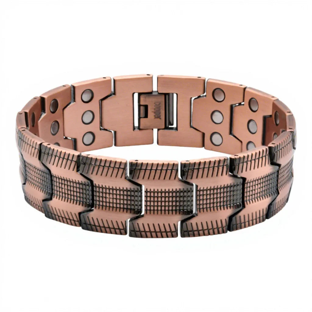 BioMagnetic Jewelry Classic Geometric Anniversary Vintage Solid Copper Magnetic Bio Bracelet Wristband for Unisex