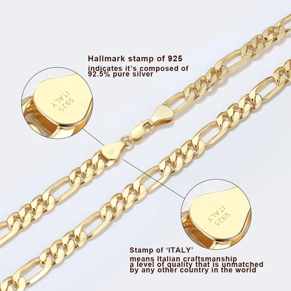 BSC34 RINNTIN Diamond-Cut Figaro Chain Necklace Silver Chain Necklace Cadenas De Oro 14K Plata 925 Al Por Mayor Silver Jewelry