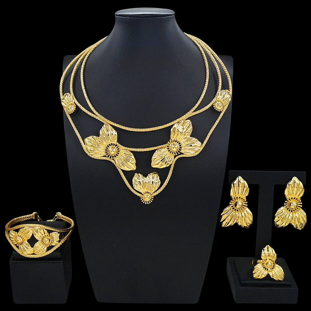Zhuerrui Italiano Gold Designs Women Jewellery Set Party Fine Costume Jewelry Set Luxury Big Necklace Jewellery Sets X0010730