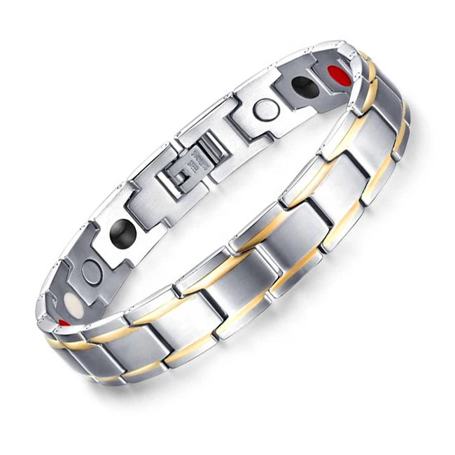 316L Stainless Steel Health Bracelet Black Gold Man's Titanium Steel Germanium Magnetic Negative Ion Woman's Bangle