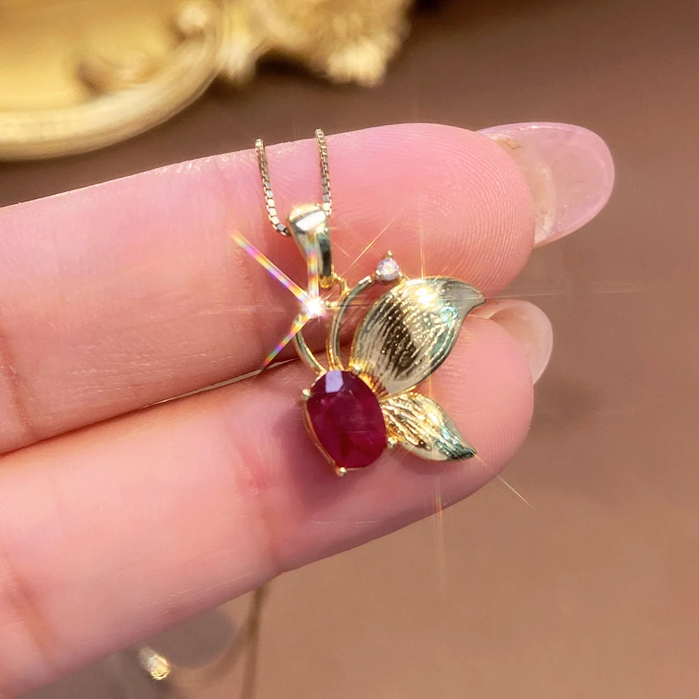 Gioiellieri Natural Ruby Sterling Silver Gold Plated Exquisitely Crafted Claw Setting Gemstone-Inlaid CMA Women's Anniversary Gift Party