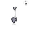 G23 ASTM F136 Titanium Navel Piercing 14G Belly Button Ring Double Heart Zircon Inlay Women Fashion Body Jewelry