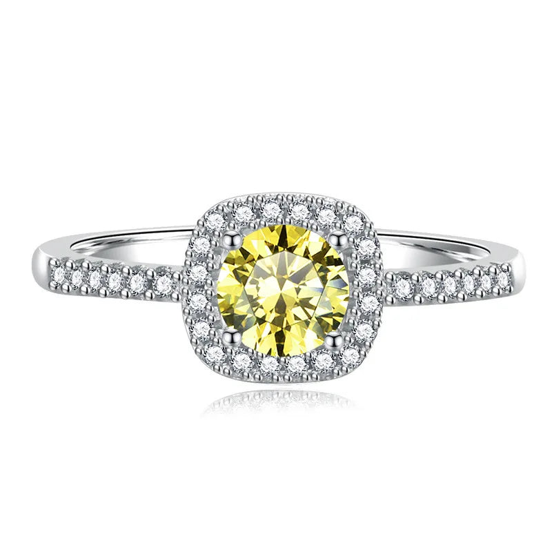 Colorful 0.5-2CT Round Brilliant Cut Loose Moissanite Set in 925 Sterling Silver Ring for Women Fashion Fine Jewelry Gift