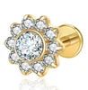 S&S ASTM F136 Titanium Labret Stud | Zircon | 83 Designs | Titanium & Gold