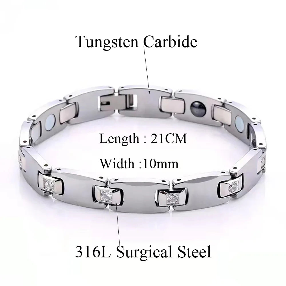 Luxury Hypoallergenic Black Ceramic Natural Blue Opal Bracelets for Men and Women Charm Bangles Tungsten Carbide Jewelry