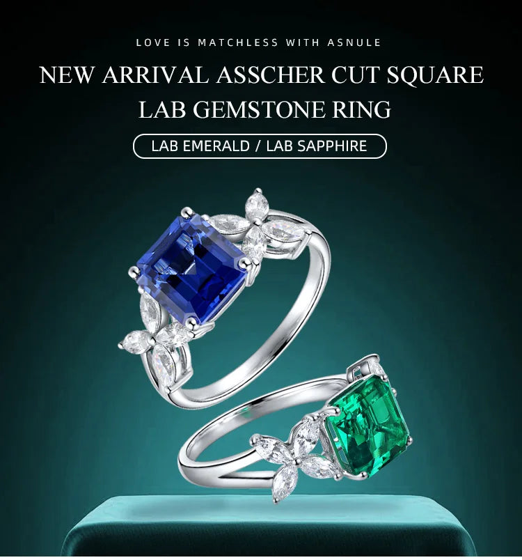Gemfiori Vintage Engagement Ring 925 Sterling Silver 2 Carat Lab Grown Sapphire Rhodium Plated Prong Setting for Women's Wedding