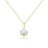 ArtistA Abiding High-end Moonstone Necklaces Yellow Rose Gold Plated 925 Silver Genuine Milky Blue Moonstone Pendant Charm Necklace