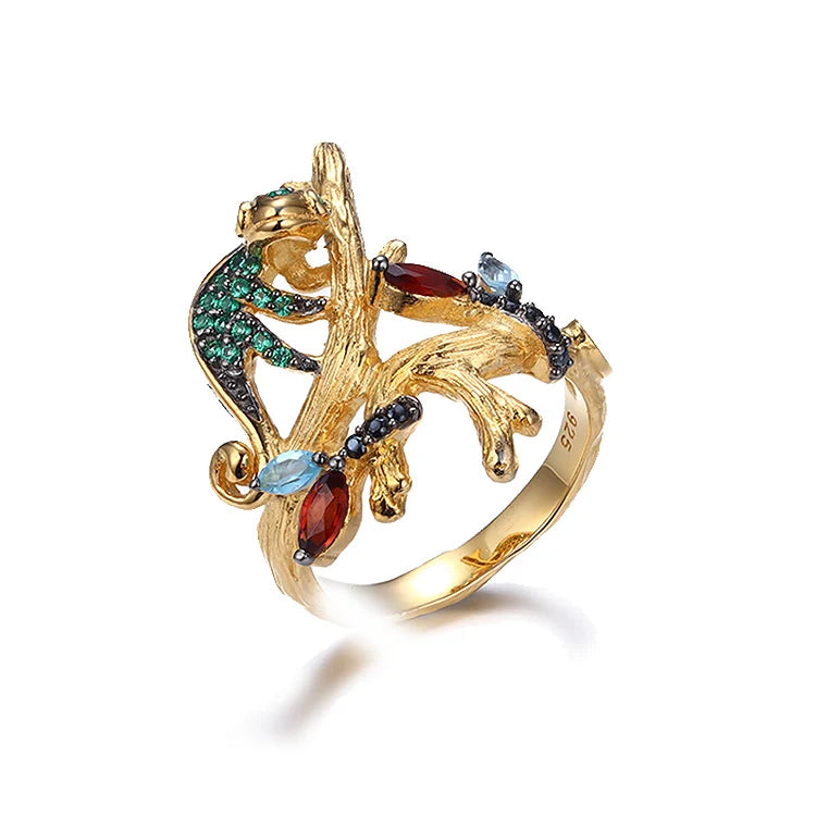 New Design Garnet Stone Fashion 925 Sterling Silver Ring for Women