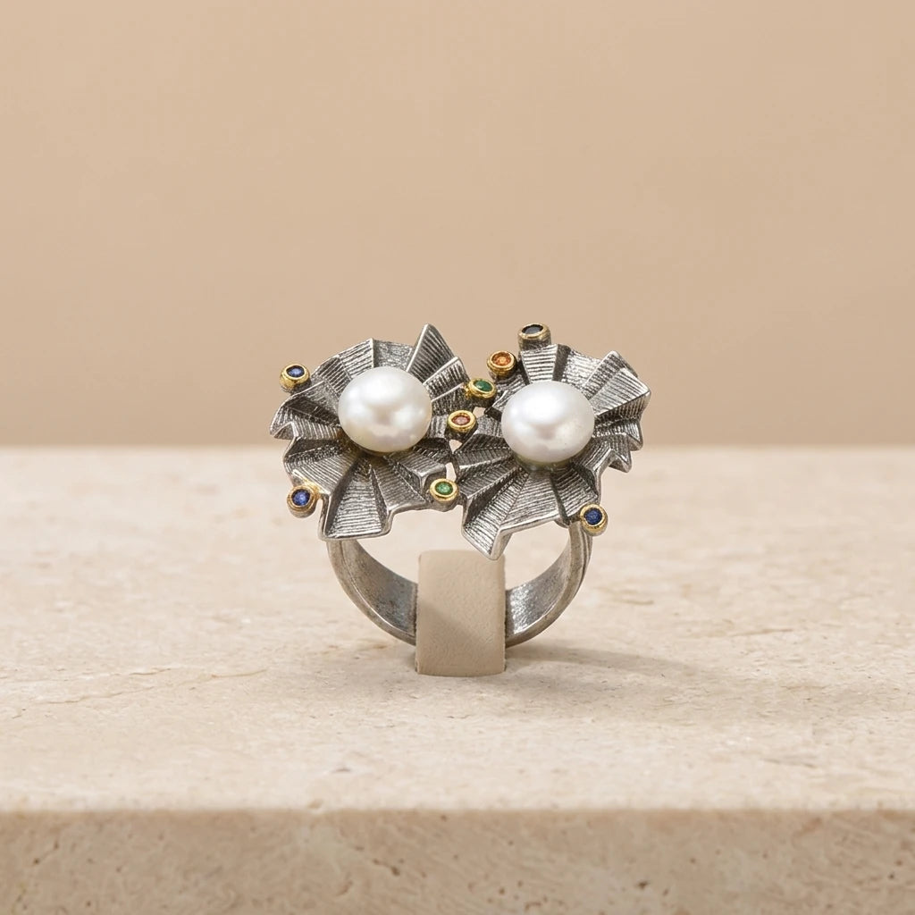 New High Quality Fashionable Handmade 925 Silver Freshwater Pearl Rings