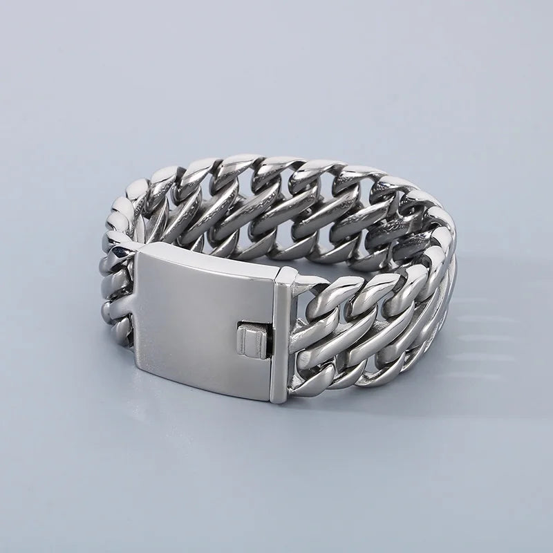 REBEL Unisex Vintage Stainless Steel Original Links 17cm Bracelet&40cm Necklace Jewelry Set