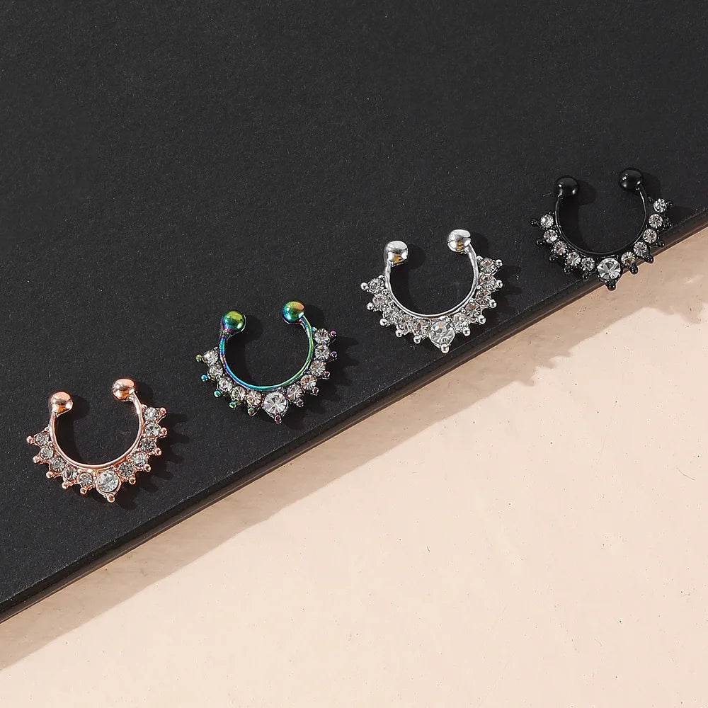S&S Rhinestone U-Shaped Nose Ring | Crystal Nose Stud Body Jewellery