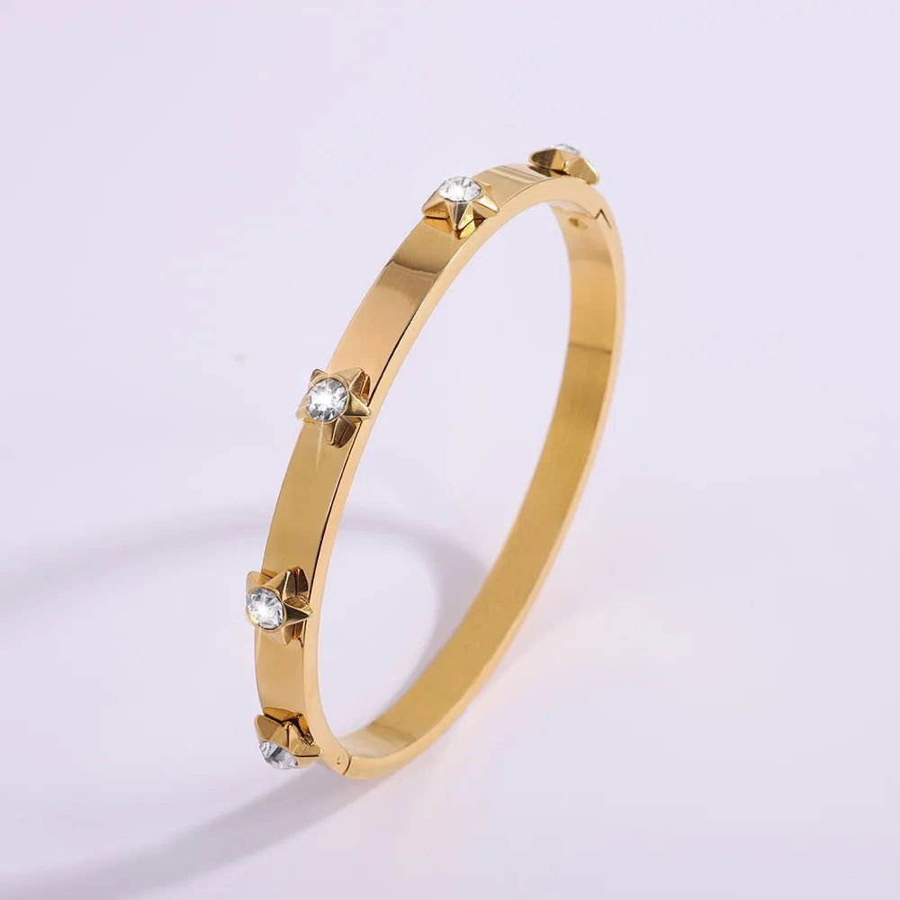 REBEL Stainless Inoxydable Stainless Steel 18K Gold Plated Roman Women Fashion Jewelry Bracelets Bangles