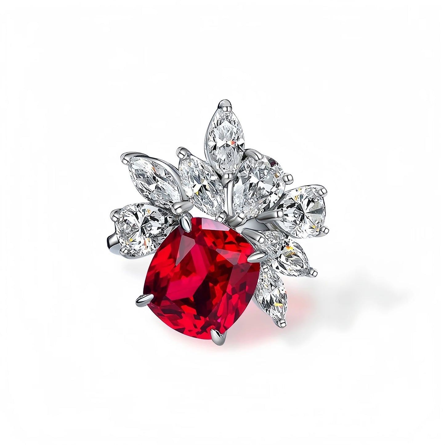MUSHAN Jewelry Factory 925 Sterling Silver 18K Gold Plated Luxury Eternity Wedding Bands Pave Setting Ruby Rings Women