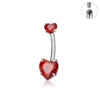 G23 ASTM F136 Titanium Navel Piercing 14G Belly Button Ring Double Heart Zircon Inlay Women Fashion Body Jewelry