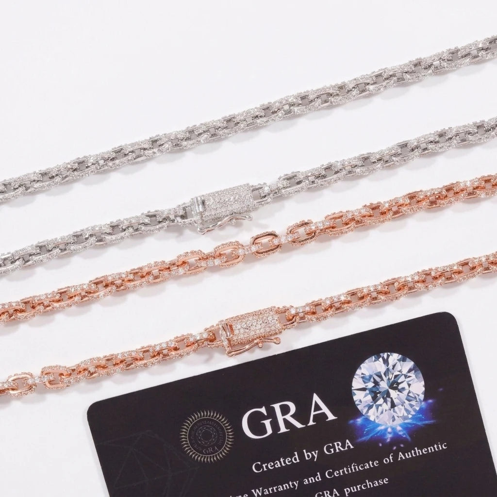 S&S 925 Sterling Silver Moissanite Necklace & Bracelet Set – GRA Certified – Silver & Rose Gold – Collection