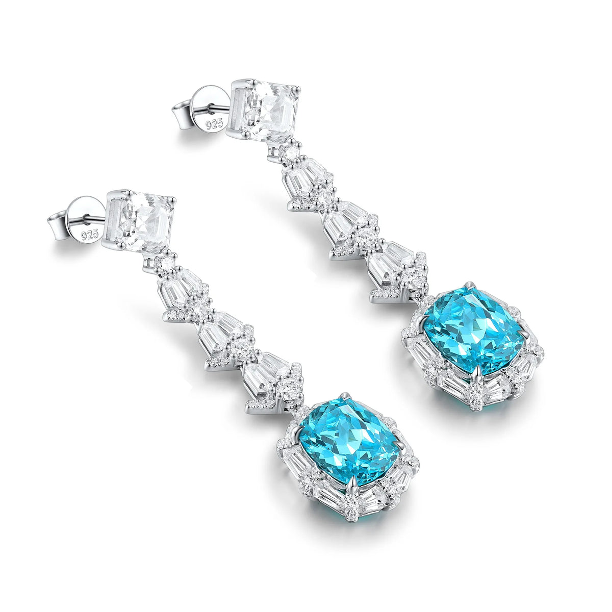 Gemfiori Anster High Quality S925 Lab Grown Paraiba Earring Stud Dainty Gemstone Stud Earrings for Women Daily Wear Gift