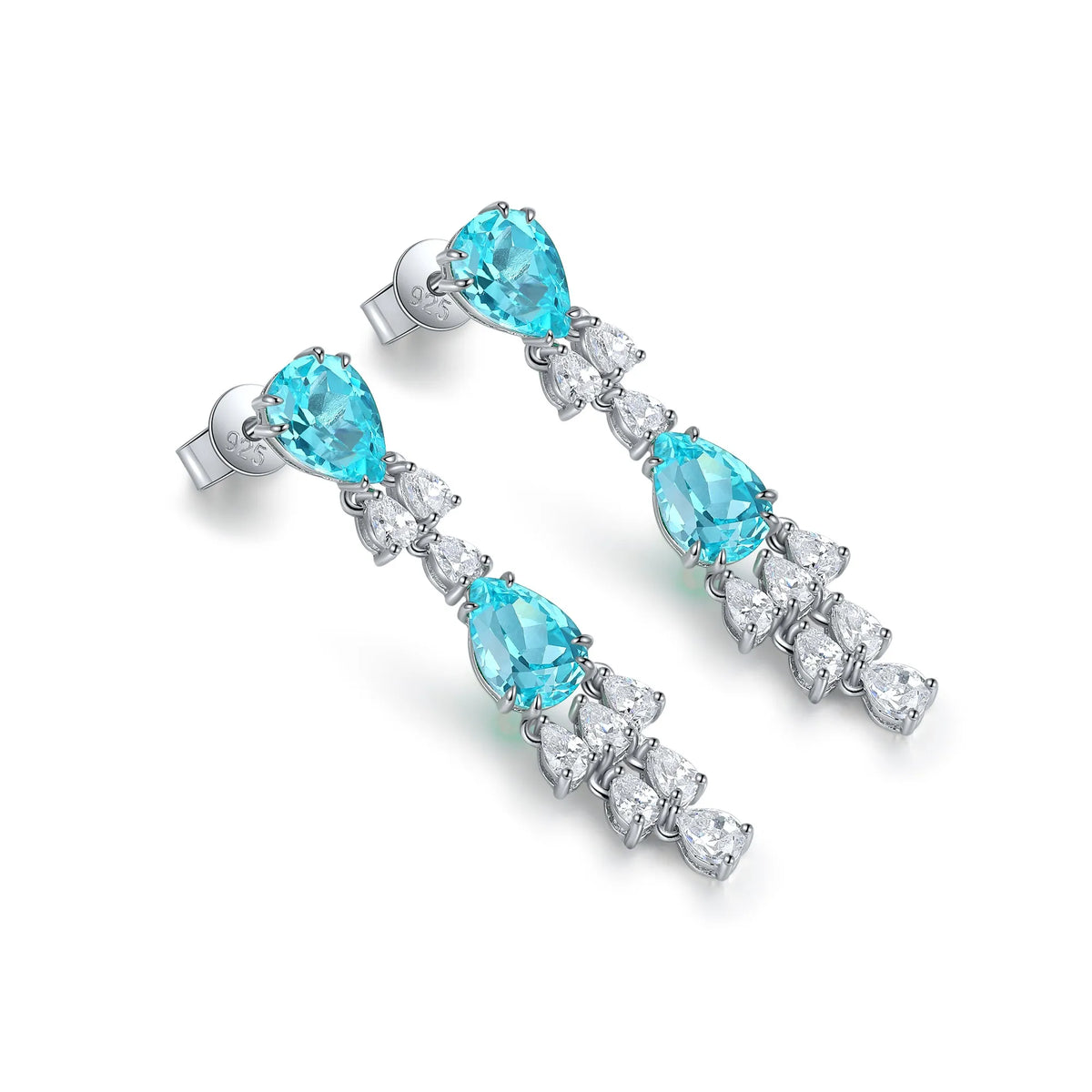 Gemfiori Anster High Quality S925 Lab Grown Paraiba Earring Stud Dainty Gemstone Stud Earrings for Women Daily Wear Gift