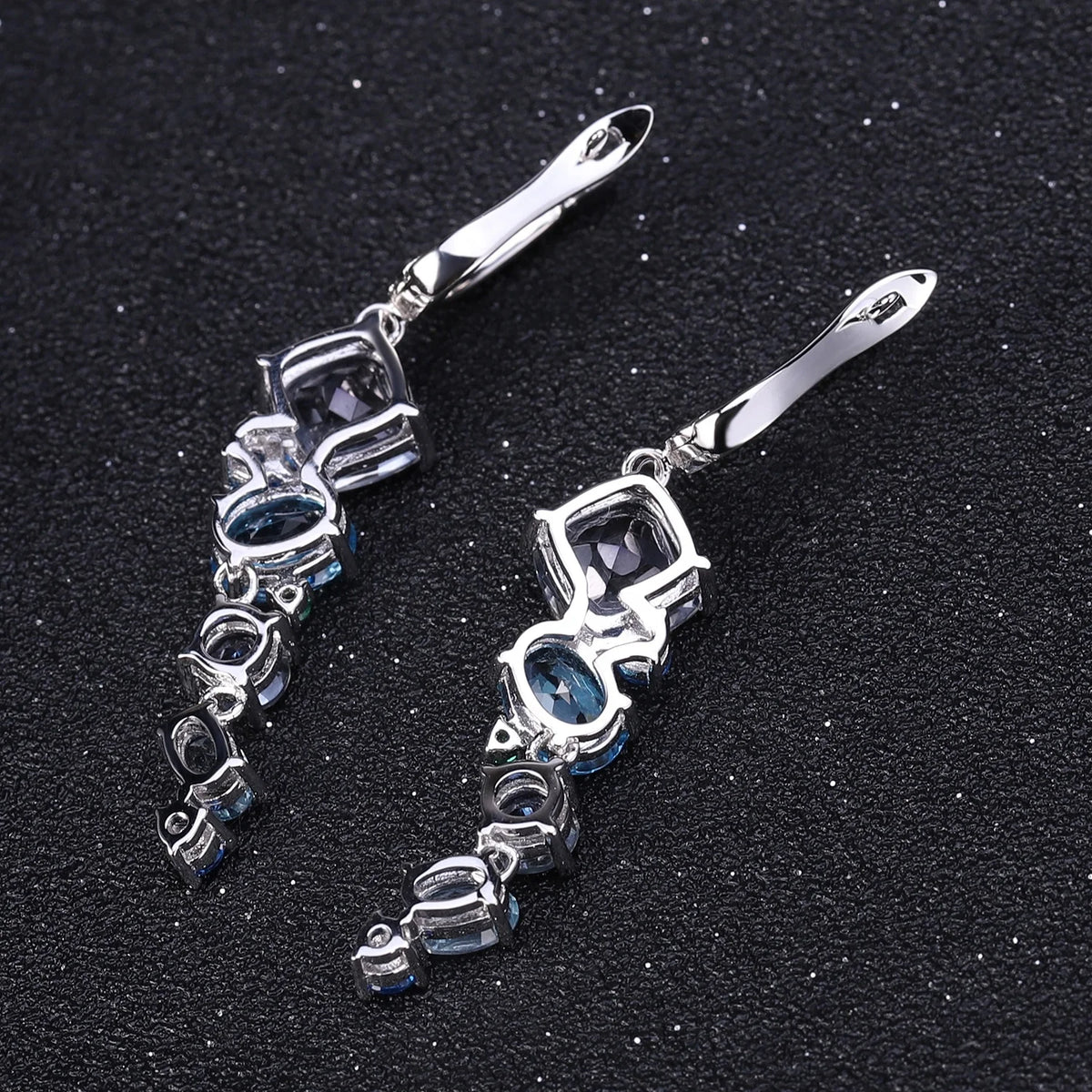 ArtistA Trendy Natural Blue Lolite Mystic Quartz Swiss Sky Blue Topaz Multi Gemstone Jewelry Earrings for Evening Party