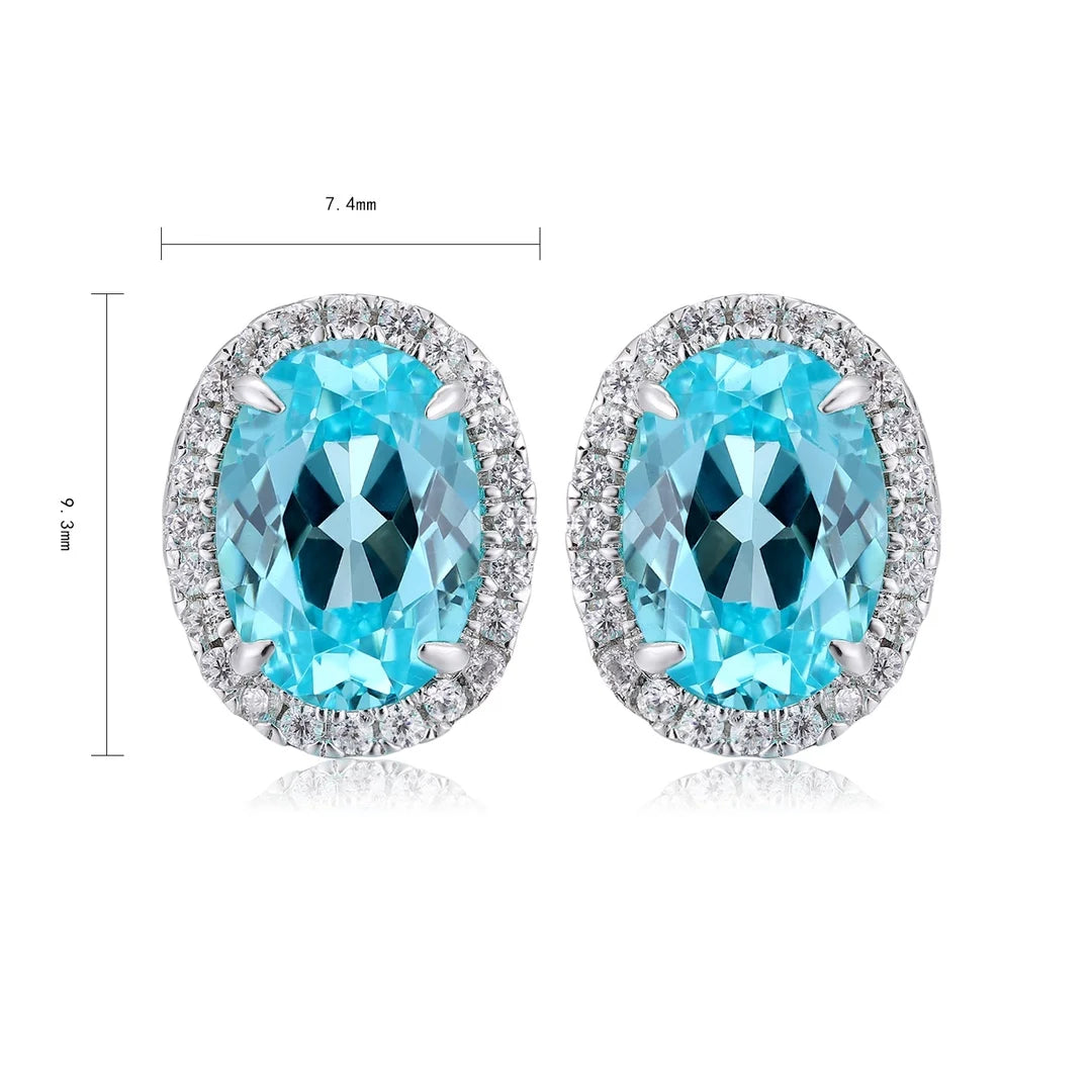 Gemfiori Anster High Quality S925 Lab Grown Paraiba Earring Stud Dainty Gemstone Stud Earrings for Women Daily Wear Gift