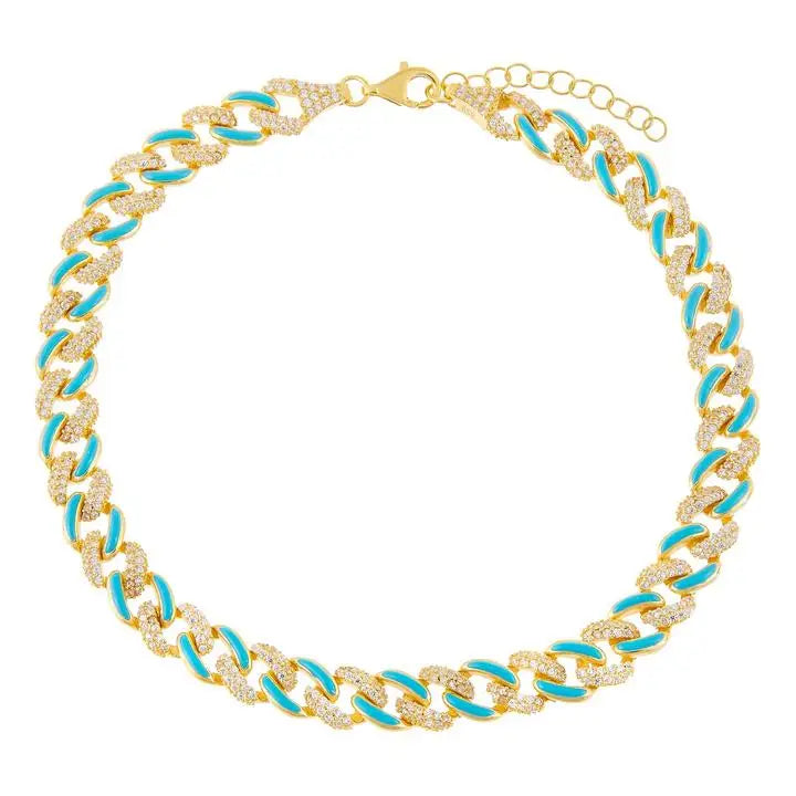 2024 Summer Colorful Jewelry Neon Enamel Cuban Link Chain Anklet for Women