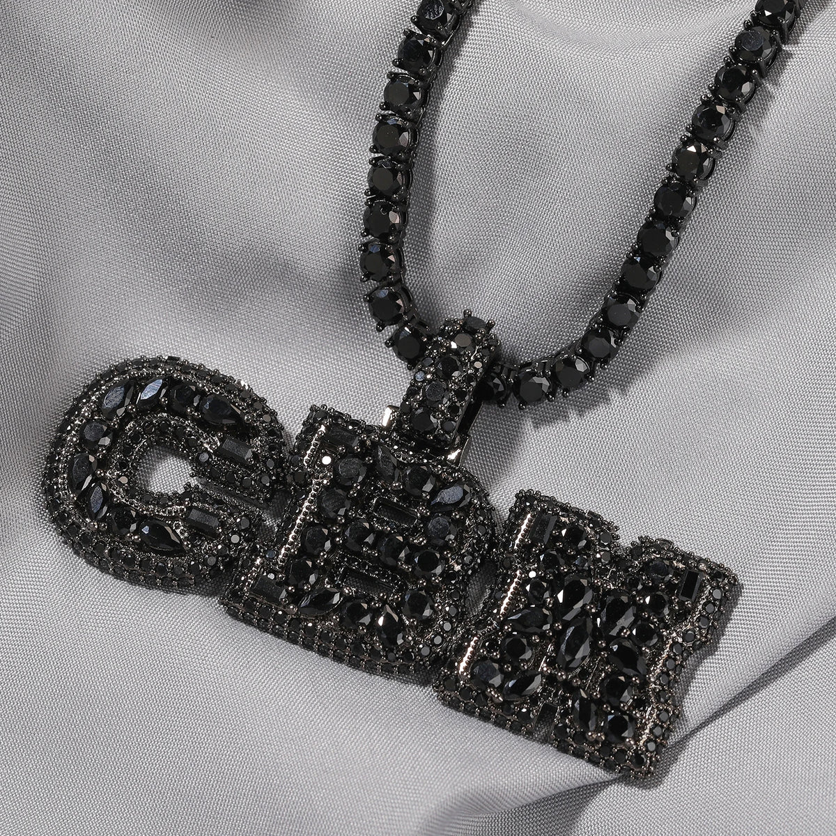 BiG-BOSS Uwin Mix Setting Name Pendant Multi Color CZ Initial Pendant Vertical Letter Pendant Hip Hop Personalized Jewelry