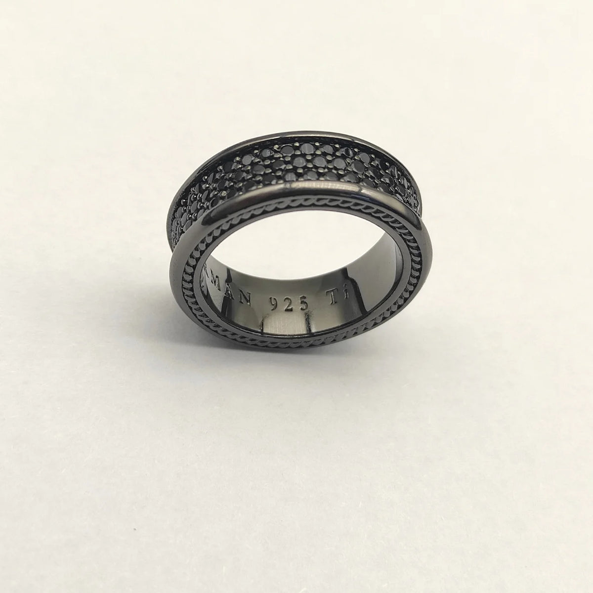 FASHIONISTA DY High-Quality Copper Alloy Silver-Plated 8.5mm Full Diamond Ring, Silver-Plated Diamond-Set Ring, Jewelry