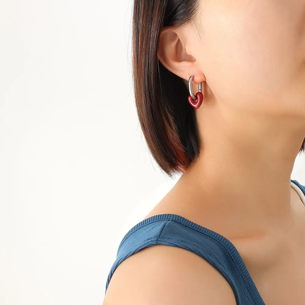 Hollow Heart Hoop Earrings & Necklace | Korean Sweet-Cool Natural Stone Gold Fashion Jewellery