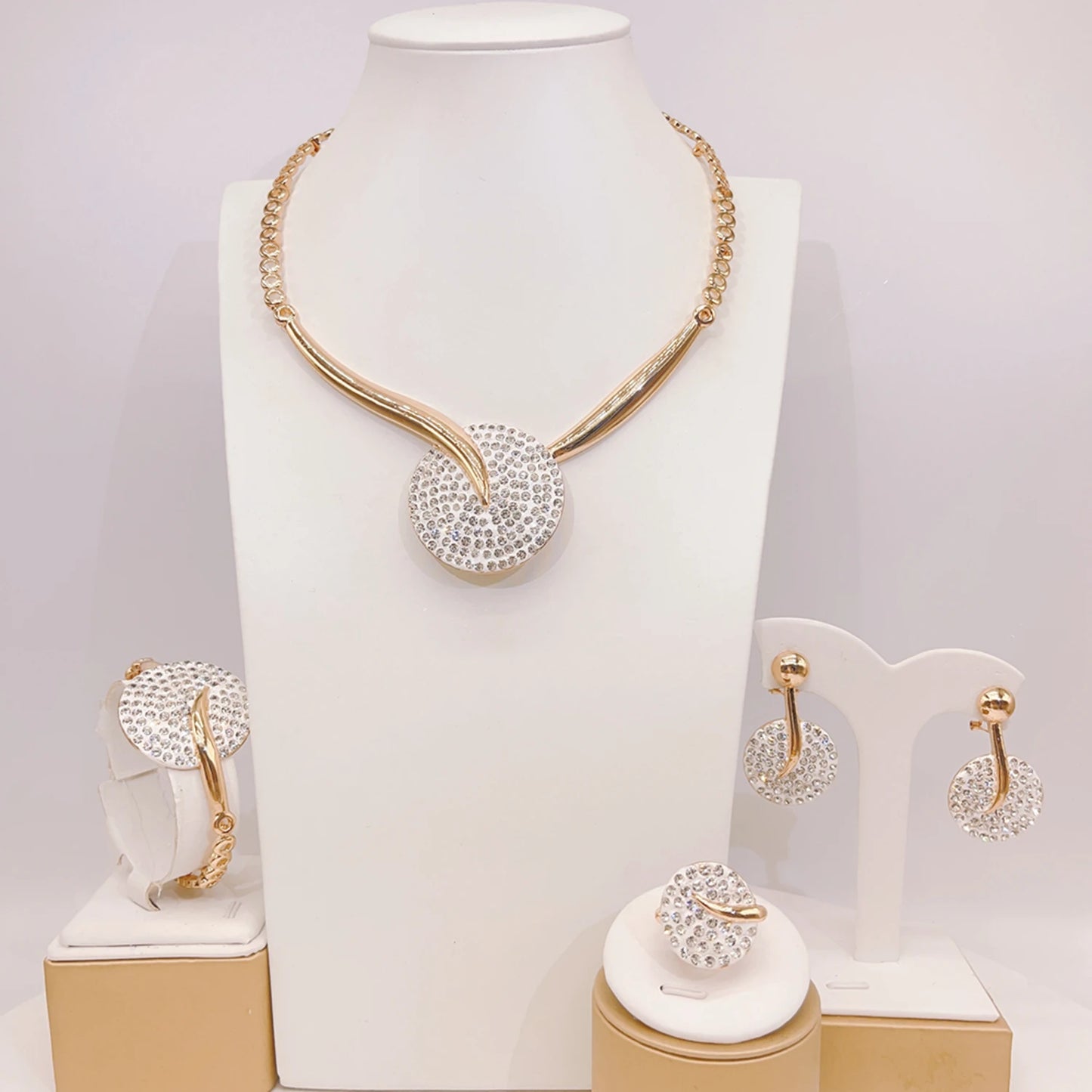 Zhuerrui Customized African Gold Jewelry Sets Simple Silver Bead Necklace Jewelry Set High Quality Bridal Wedding Gift HC23192