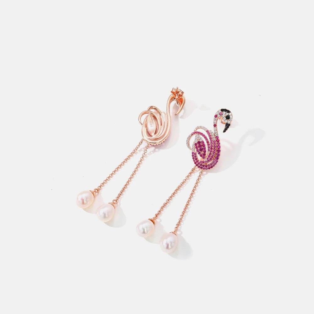 SILVERELLI Natural Pearl & Diamond Tassel Stud Earrings | S925 Sterling Silver | Gold Plated | Colourful