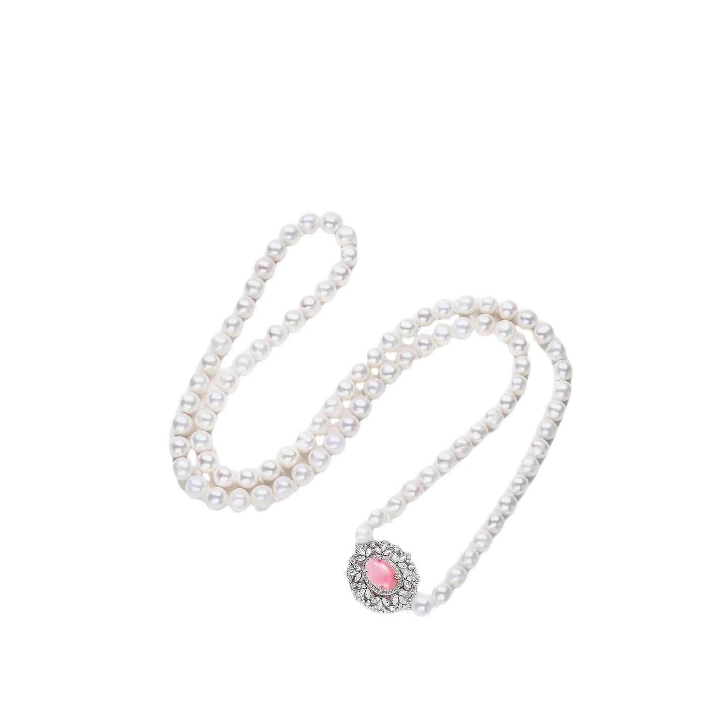 MUSHAN Classic Engagement Wedding Sterling Silver Charm Pearl Necklace Women High End Electroplated Gold 8mm Diamond Queen Pearl