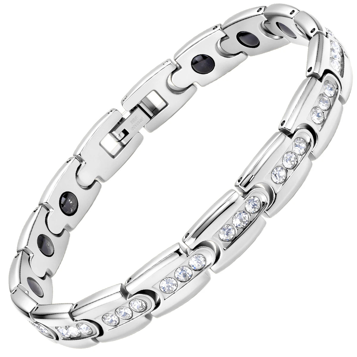 REBEL FASHIONISTA JK Jewelry 18K Plated Stainless Steel Men's Adjustable Trendy Geometric Chain Link Diamond Magnetic Therapy Bracelet for